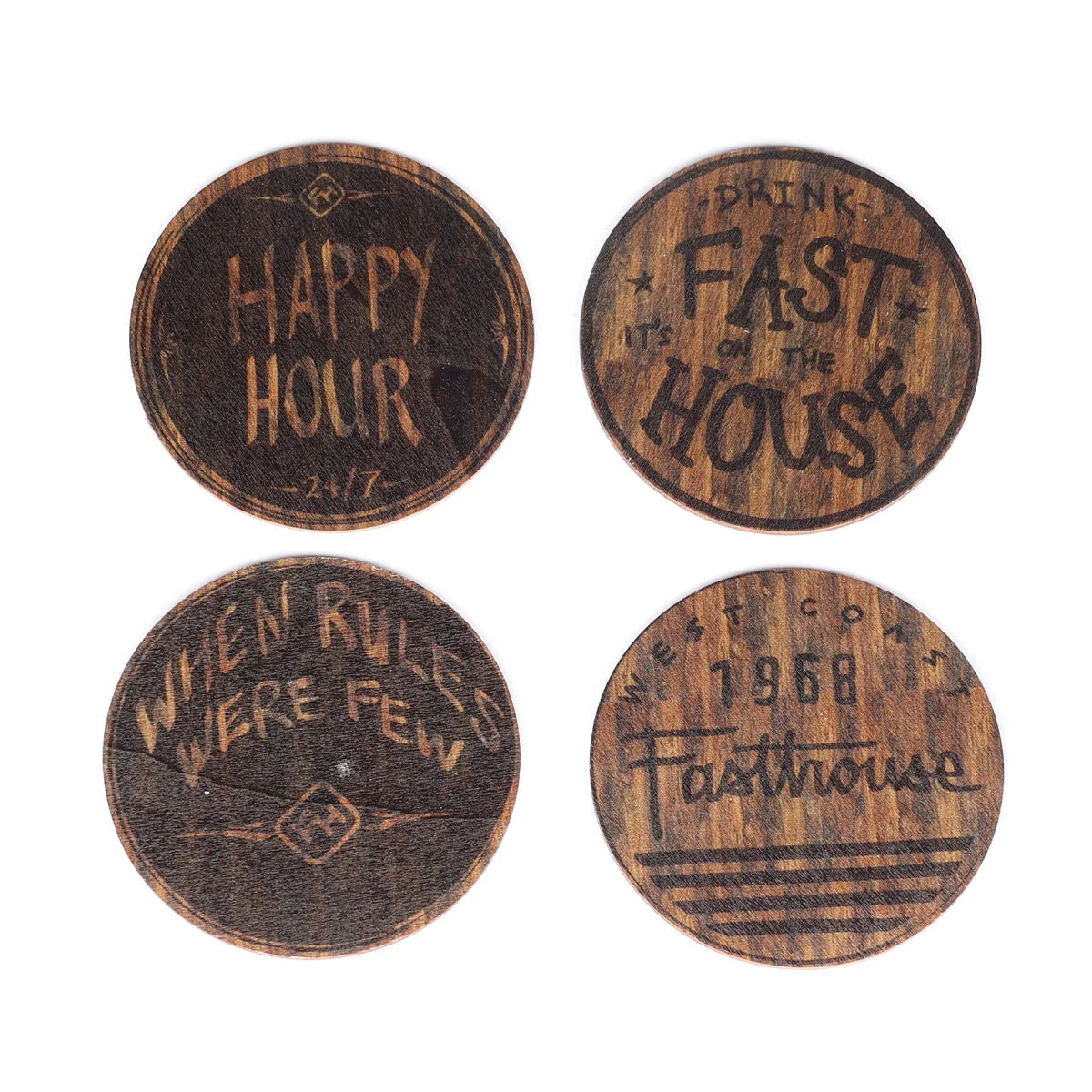 Coaster Set 4-Pack, Dark Natural