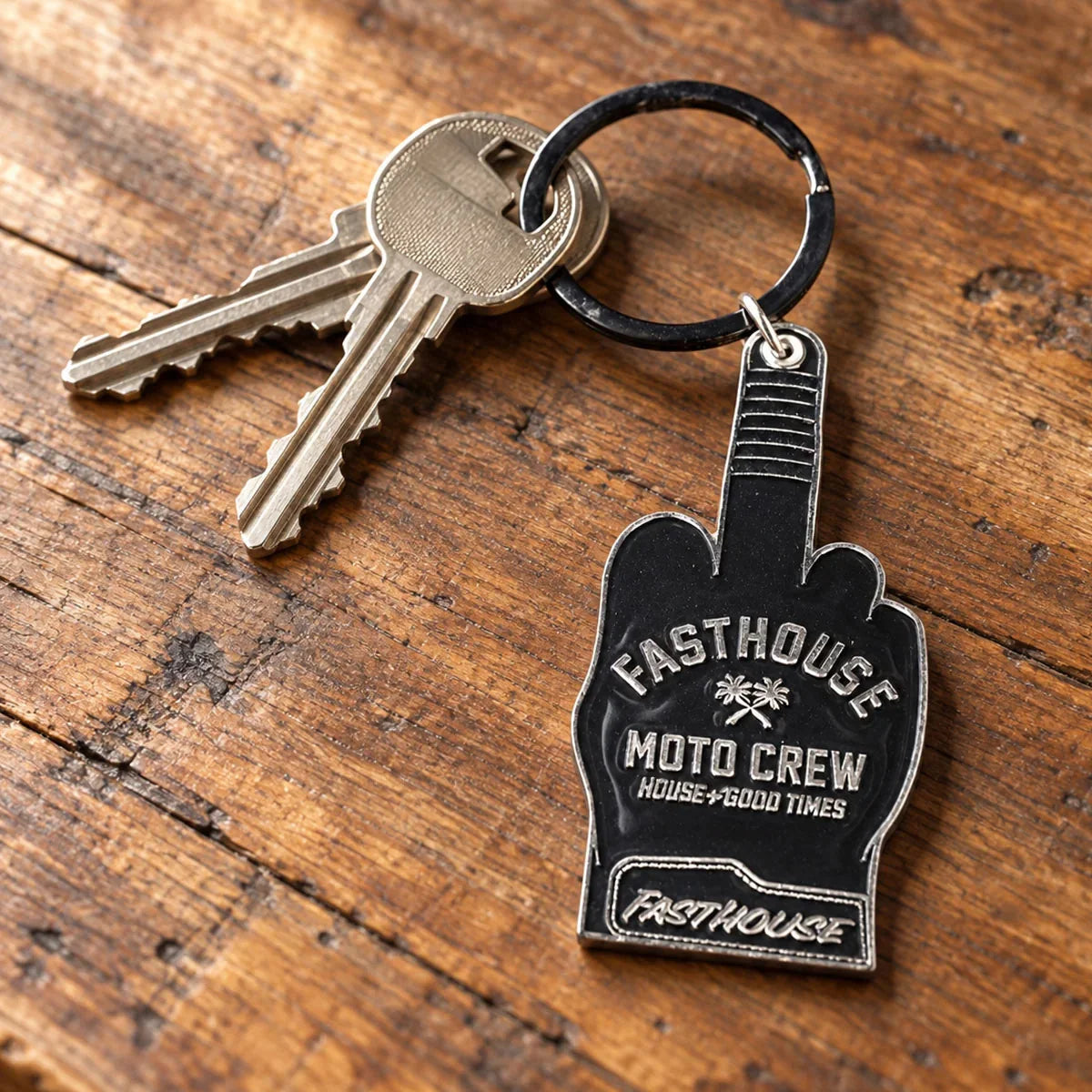 Number One Enamel Keychain, Black