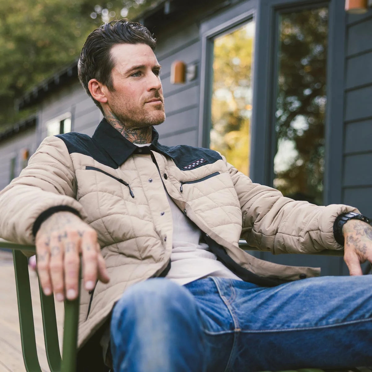 Logan Puffer Jacket Greige/Black