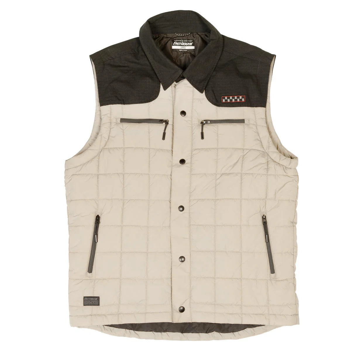 Logan Puffer Vest Greige/Black