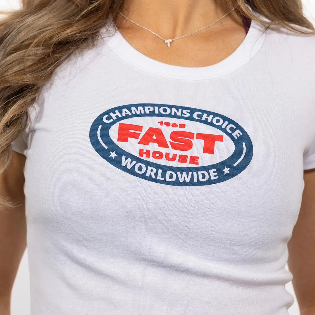 Women's Petrol SS Baby Tee White