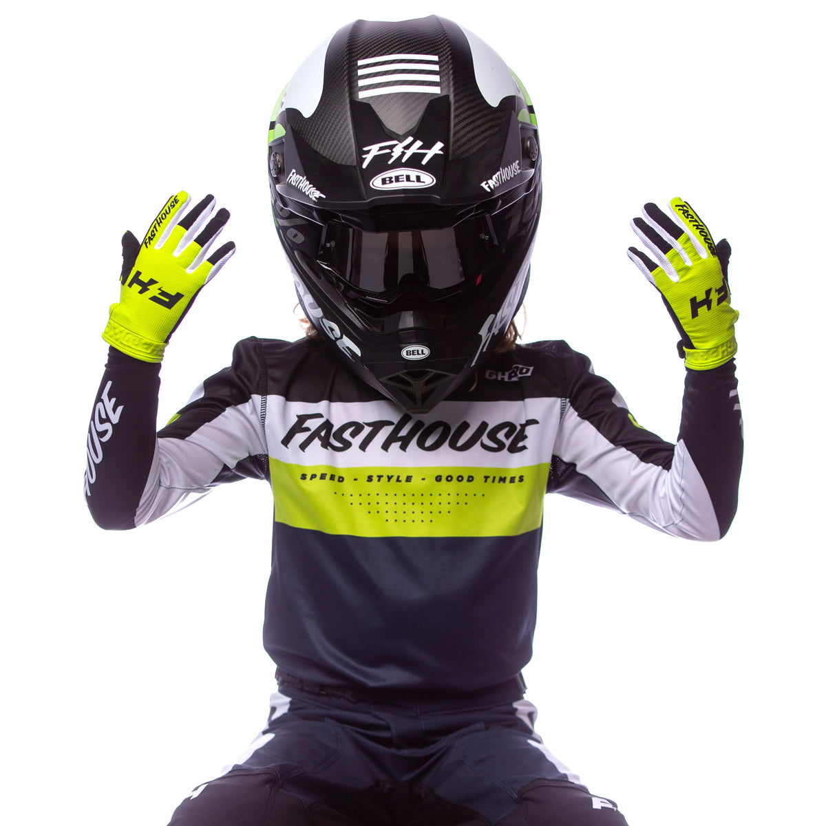 Youth Grindhouse Pro Daytona LS Jersey, Black/Flo Green