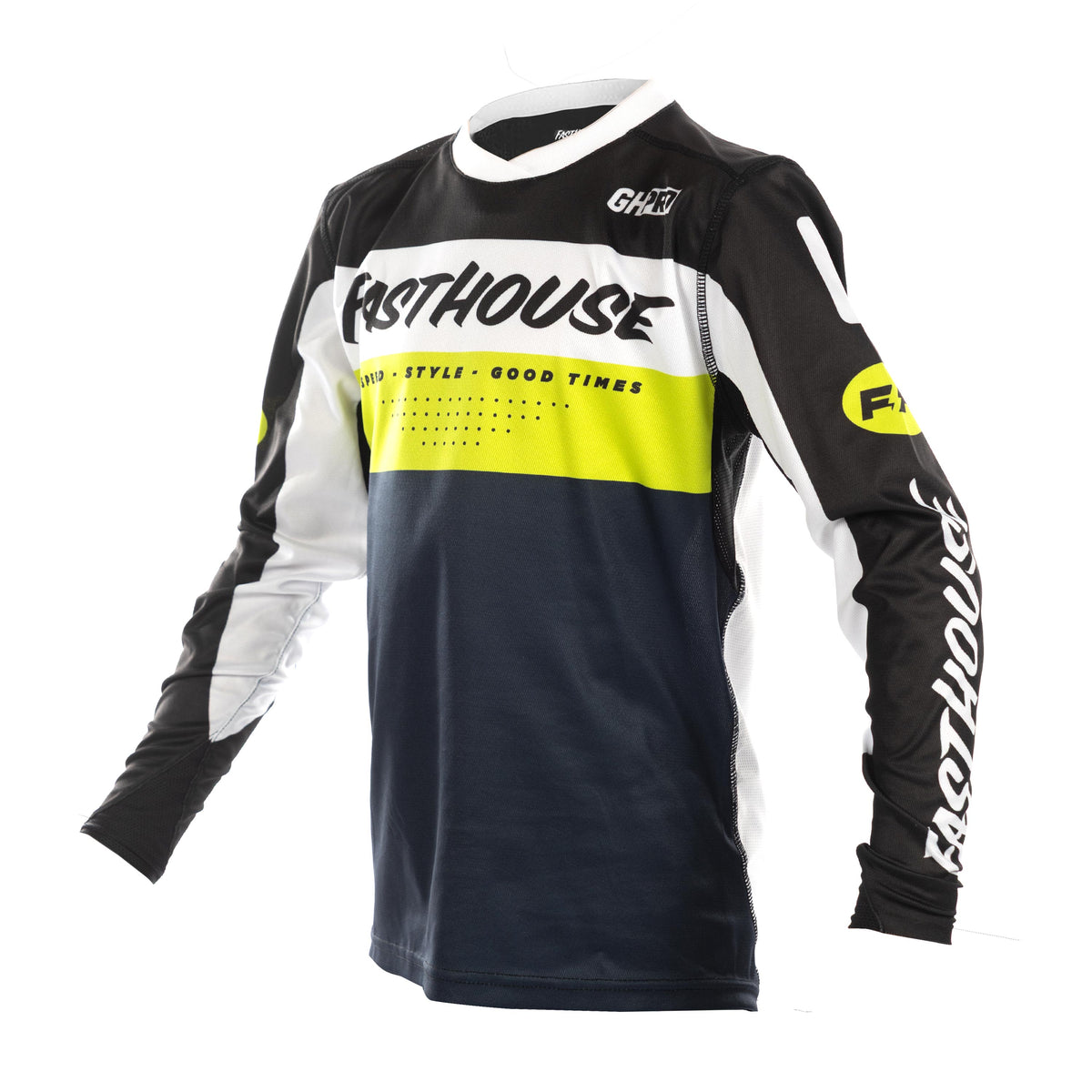 Youth Grindhouse Pro Daytona LS Jersey, Black/Flo Green
