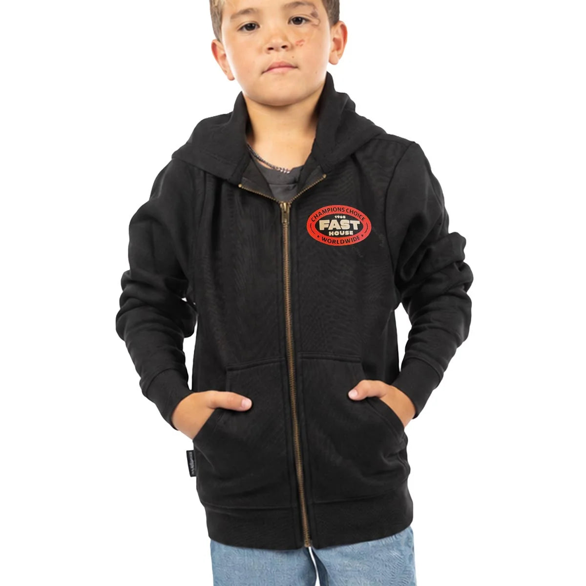Youth Petrol Hooded Zip-Up, Black