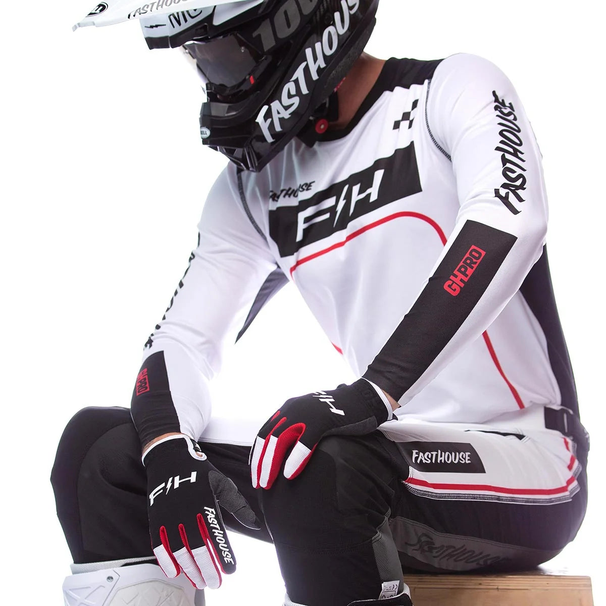 Grindhouse Pro Apex LS Jersey, White/Red