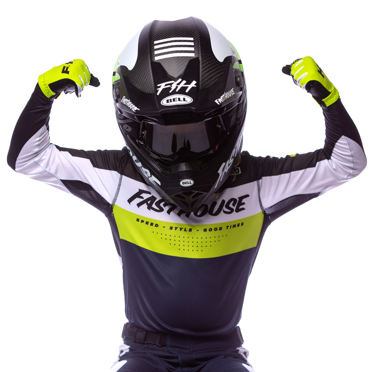Youth Grindhouse Pro Daytona LS Jersey, Black/Flo Green