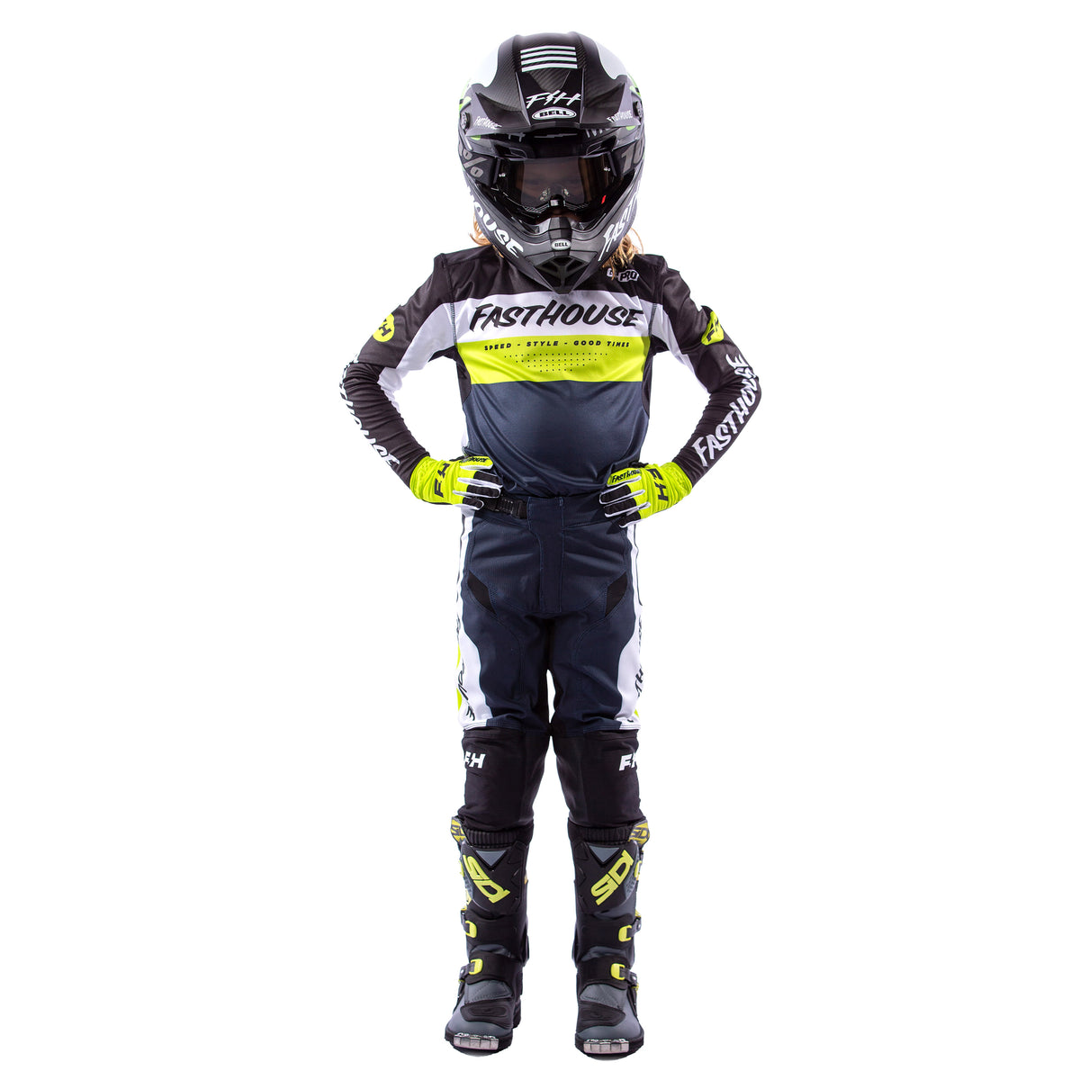 Youth Grindhouse Pro Daytona Pant, Black/Flo Green
